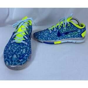 Nike Free 5.0 Women's 11 Blue Cheetah Print Running Lightweight 638680-400